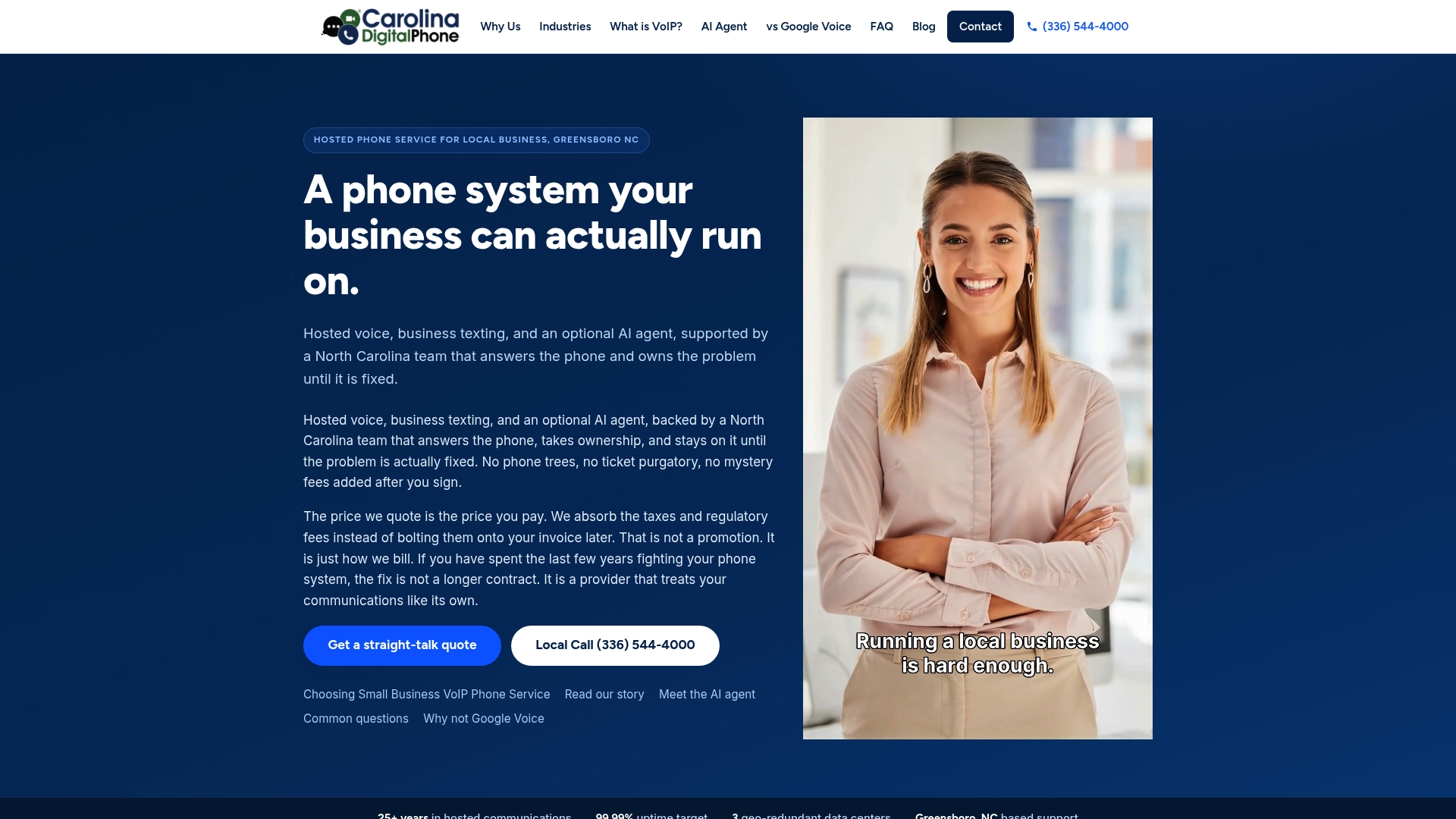 Carolina Digital Phone hosted phone service website for local business, Greensboro NC